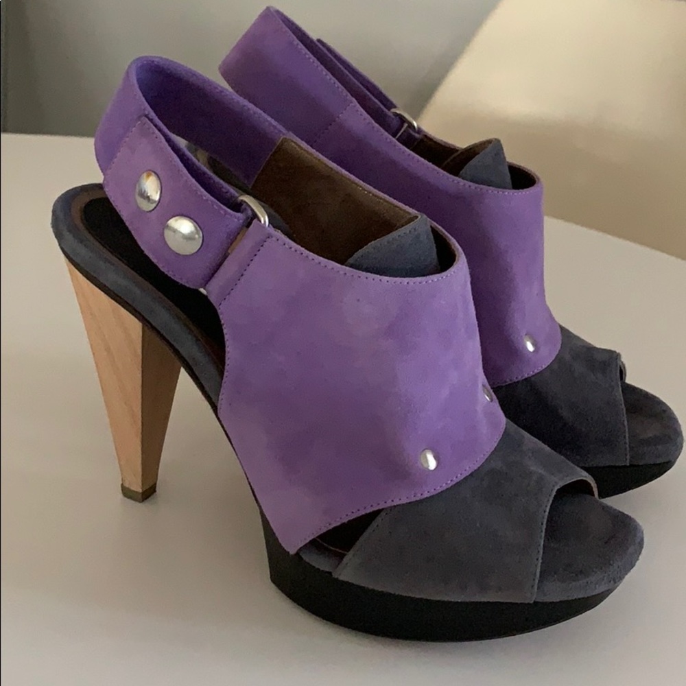 Marni Colorblock Suede Platform Heels, size 6